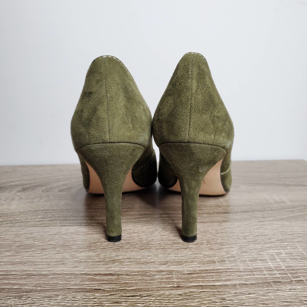 VAN ELI • Polly Green Suede Peep Toe Pumps Heels Sz 9 - Picture 5 of 10